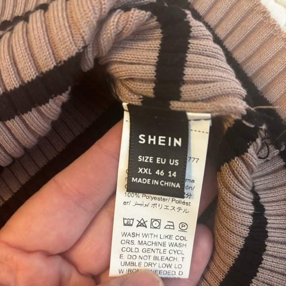 SHEIN Tan and Black Turtleneck Striped Sweater - Picture 8 of 8